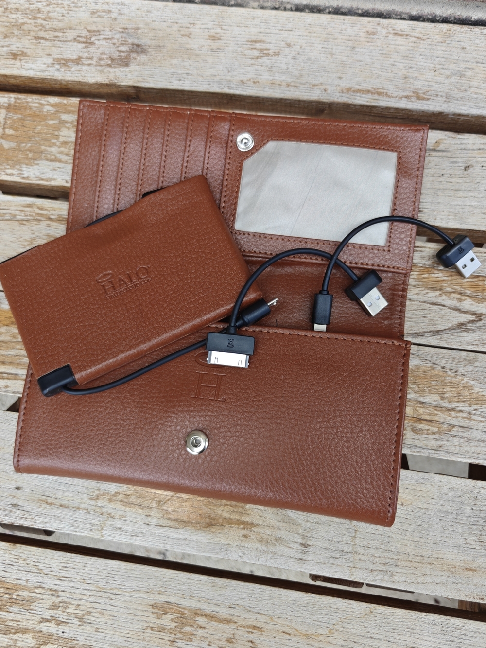 Brown Leather Wallet with Matching Card Case